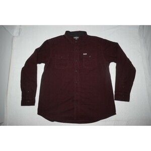 Eddie Bauer Button Up Hiking Shirt Red Rugged Long Sleeve Front Pocket Mens XL